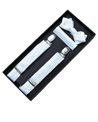Moustache Kids'  White Suspender Set In Blue