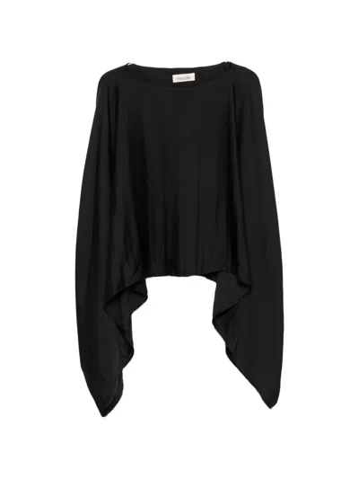 Moutaki Asymmetric Cape-style Blouse In Black