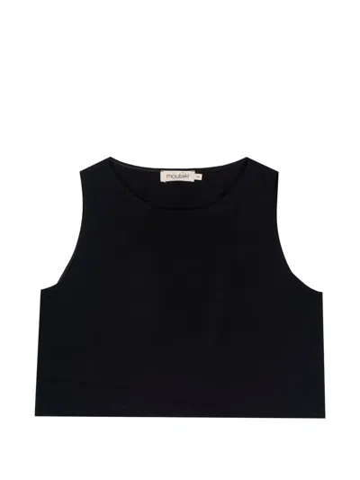 Moutaki Asymmetric-hem Cropped Top In Black