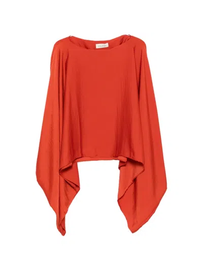 Moutaki Cape-style Boat-neck Blouse In Red