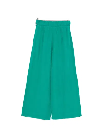 Moutaki Elasticated-waistband Wide-leg Trousers In Green