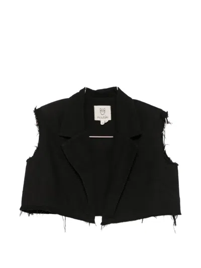 Moutaki Frayed-hem Jacket In Black
