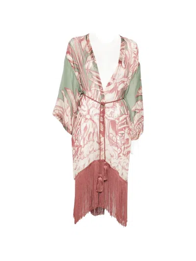 Moutaki Fringe-trimmed Print-detail Kimono In Multi