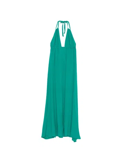 Moutaki Halterneck Maxi Dress In Green