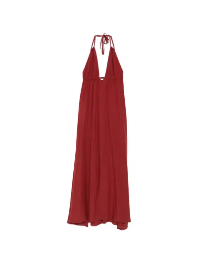 Moutaki Halterneck Maxi Dress In Red