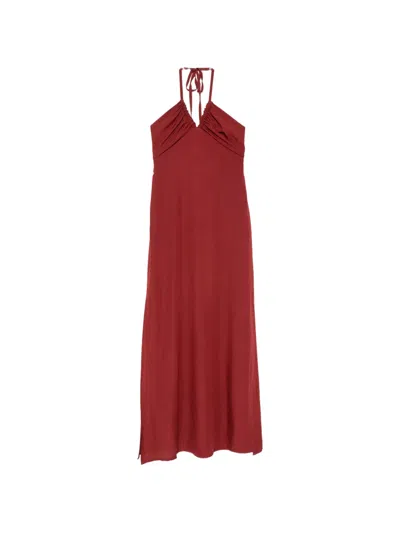 Moutaki Halterneck Maxi Dress In Red