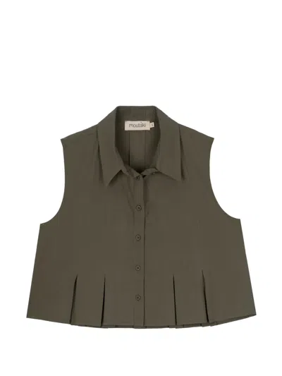 Moutaki Pleated Sleeveless Shirt In Brown