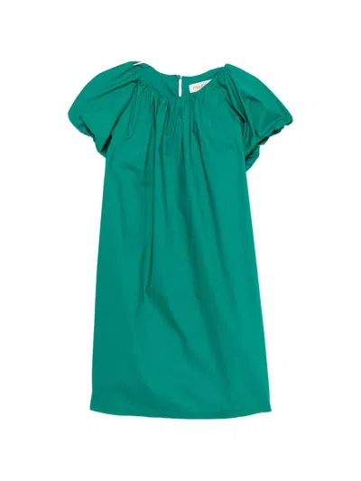 Moutaki Puff-sleeve Belted Mini Dress In Green