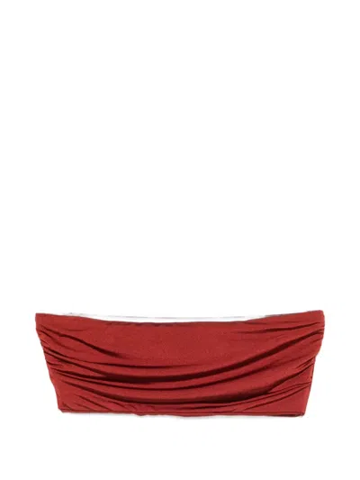 Moutaki Ruched Bikini Top In Red