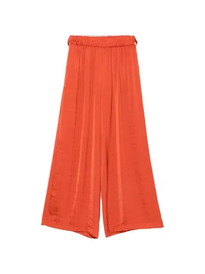 Moutaki Satin-finish Belted Cropped Trousers In Orange