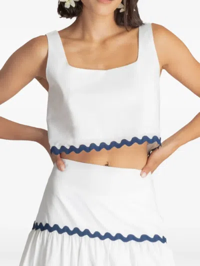 Moutaki Scalloped-edge Crop Top In White