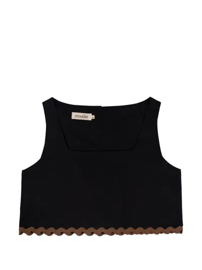 Moutaki Scalloped-edge Cropped Top In Black