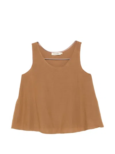 Moutaki Scoop-neck Flared Blouse In Neutral