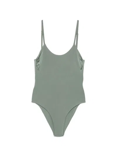 Moutaki Scoop-neck Ruched Swimsuit In Green