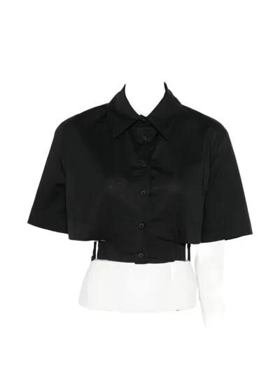 Moutaki Short-sleeve Cropped Shirt In Black