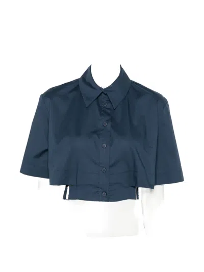Moutaki Short-sleeve Cropped Shirt In Blue