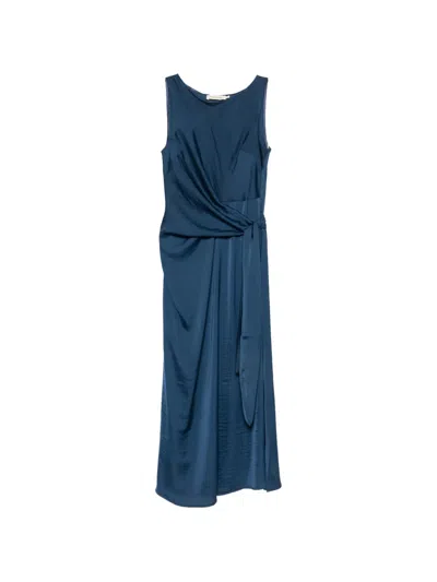 Moutaki Sleeveless Knot-detail Midi Dress In Blue