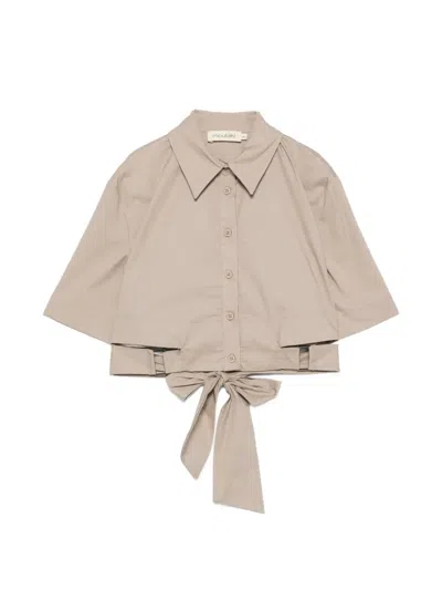 Moutaki Tie-fastening Cropped Shirt In Neutral