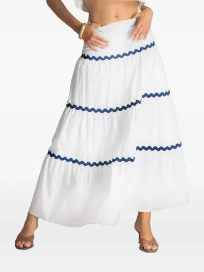 Moutaki Tiered Wavy-trim Maxi Skirt In White