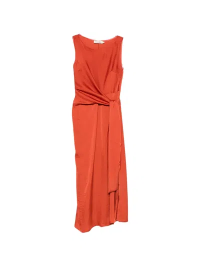 Moutaki Tie-waist Sleeveless Midi Dress In Orange