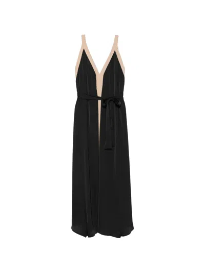 Moutaki V-neck Maxi Dress In Black