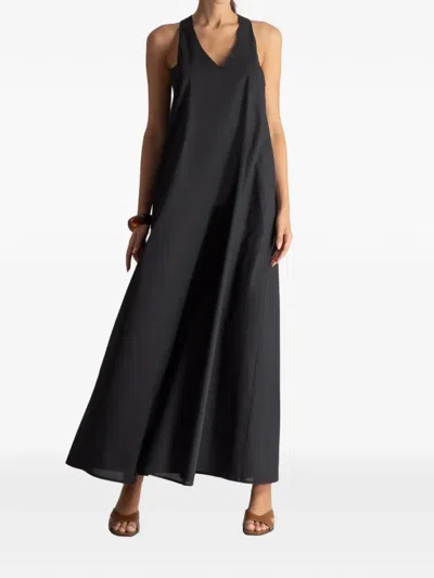 Moutaki V-neck Poplin Maxi Dress In Black