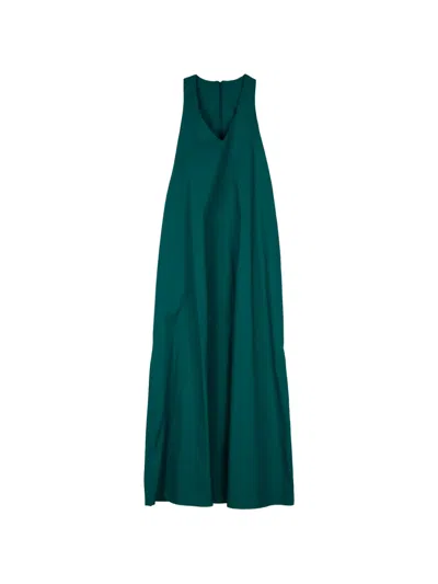 Moutaki V-neck Poplin Maxi Dress In Green