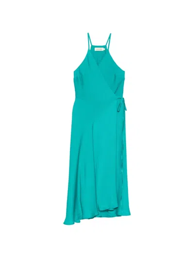 Moutaki Wraparound Midi Dress In Blue