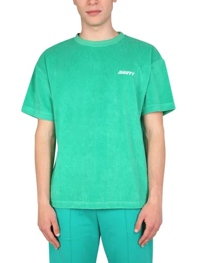 Mouty Men's Comfort Terry T-shirt With Front Logo Embroidery In Green
