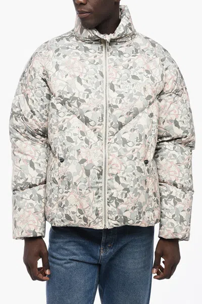 Mouty Paris Floral-motif Down Jacket With Zip Closure In Green