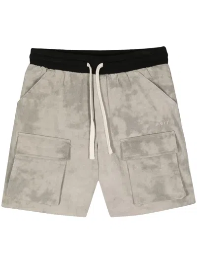 Mouty Tie-dye Drawstring Cotton Shorts In Grey