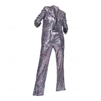 Mov Black / Silver Metallic Zebra Sequin Suit In Black/silver