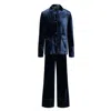 Mov Blue / Brown Velvet Suit In Multi