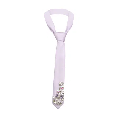 Mov Women's Black Crystal  Embellished  Long Necktie