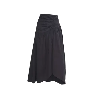 Mov Women's Black High-waisted, Flowy Maxi Skirt