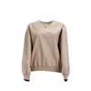 Mov Women's Brown / Neutrals V-neck Sweatshirt — Mocha Vegan Leather With Relaxed Silhouette In Neutral