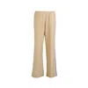 Mov Women's Neutrals / Yellow Perfect Suit Pants - Straight-leg Vegan Leather With Side Stripes In Ivory In Brown
