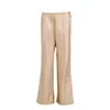 Mov Women's Perfect Suit Pants — Straight-leg Vegan Leather With Side Stripes In Gold In Brown
