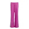 Mov Women's Pink Perfect Suit Pants — Straight-leg Vegan Leather With Side Stripes In Fushia In Purple