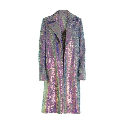 Mov Women's Pink / Purple / Blue Speacial Edition Sequin Tweed Coat In Pink/purple/blue