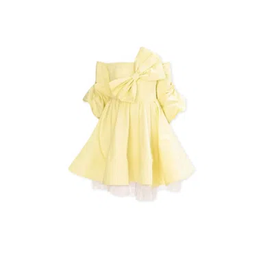 Mov Women's Yellow / Orange Bow Doll Dress In Yellow/orange