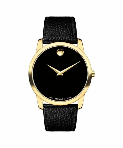 Pre-owned Movado 0607014 Museum Black Dial Classic Analog Quartz Men's Watch