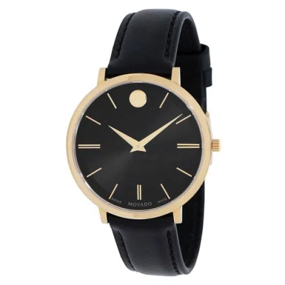 Pre-owned Movado 0607091 Women's Ultra Slim Black Dial Quartz Watch