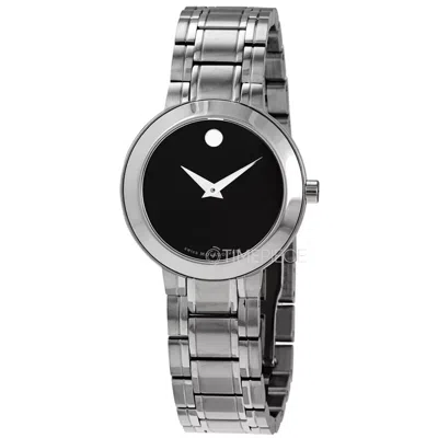 Pre-owned Movado 0607280 Stiri Black Sunray Dial Silver Stainless Steel Womens Watch