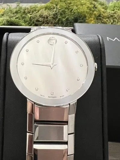 Pre-owned Movado 0607587 Men's Sapphire Silver-tone Dial Quartz Watch Retail $2295