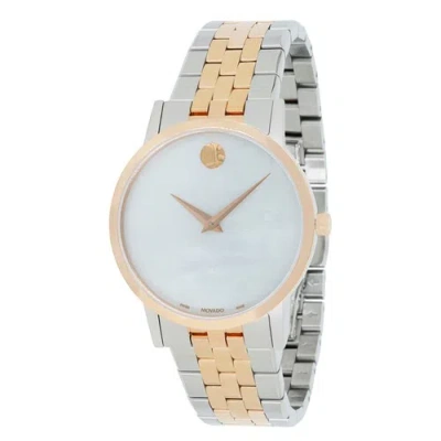 Pre-owned Movado 0607629 Women's Museum Classic White Mother Of Pearl Dial Quartz Watch