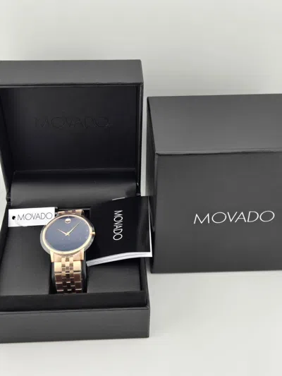 Pre-owned Movado $1195 Msrp |  Men's Museum Blue Dial Stainless Steel Watch - 0607353