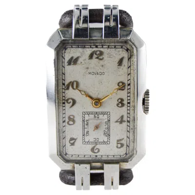 Pre-owned Movado 18kt. White Gold Art Deco Watch With Leather Cord Band Circa 1930's