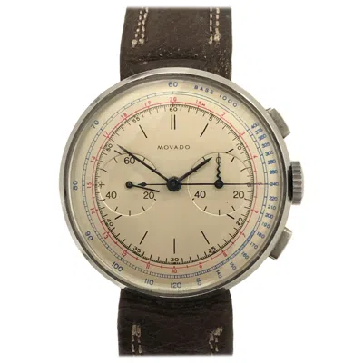 Pre-owned Movado 1930s Fine And Rare Steel 2 Register Chronograph Wristwatch In Multi
