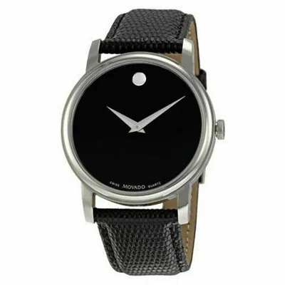 Pre-owned Movado 2100002 Museum Black Stainless Steel Men's Watch